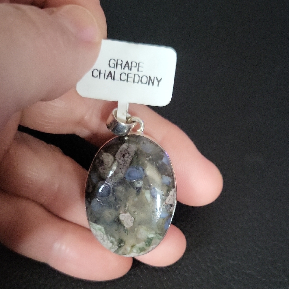 Elegant Grape Chalcedony Pendant
